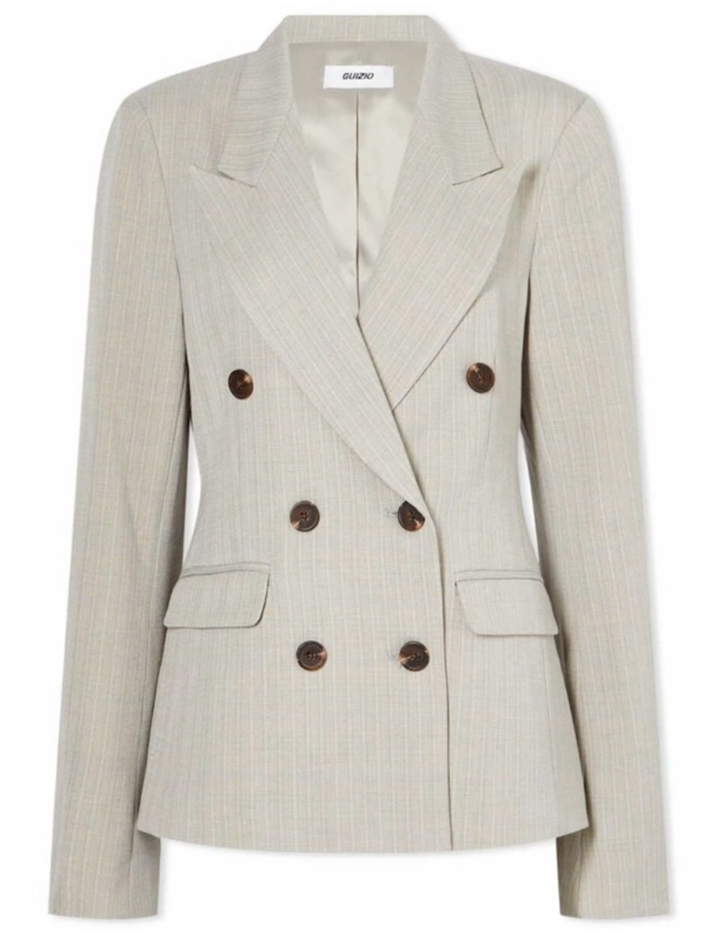 Danielle Guizio Women's Double Breasted Blazer in Light Grey Plaid